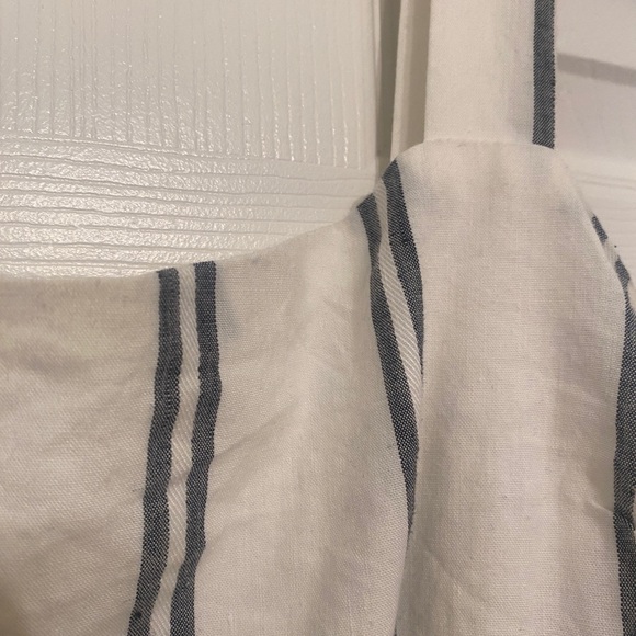 GAP apron wide leg jumpsuit blue and white strip linen - Picture 5 of 5